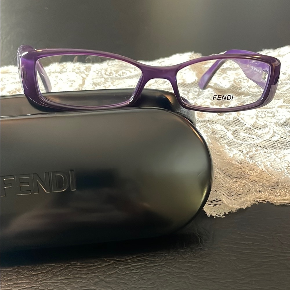 Fendi Purple Rectangular Glasses With Glossy Fini… - image 1